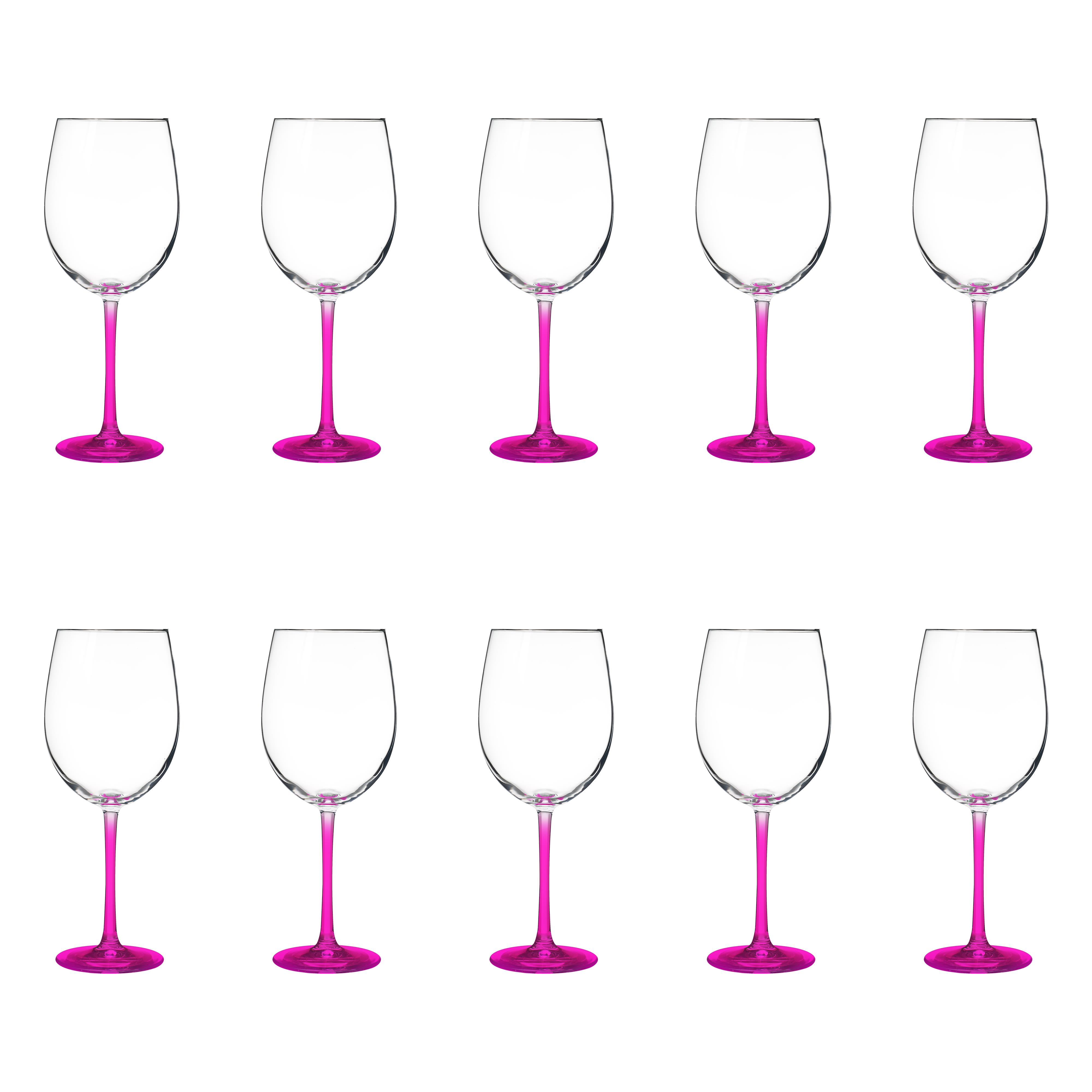 10 ARC Cachet White Wine Glasses Set, 19 oz. - Barware, Sturdy, Vibrant - Pink